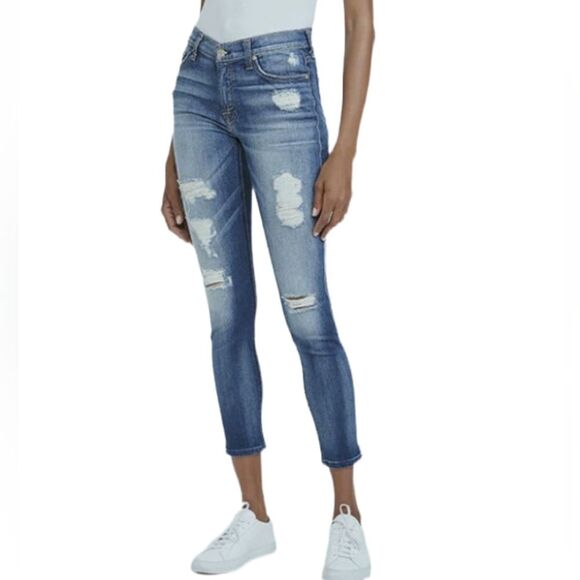 7 For All Mankind Denim - 7 For All Mankind Josefina Skinny Boyfriend ankle distressed jeans 26